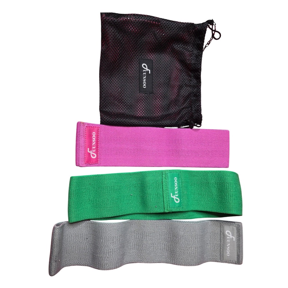 Fuunsoo Fabric Resistance Bands Set of 3 Non-Slip Booty Bands with Carry Bag